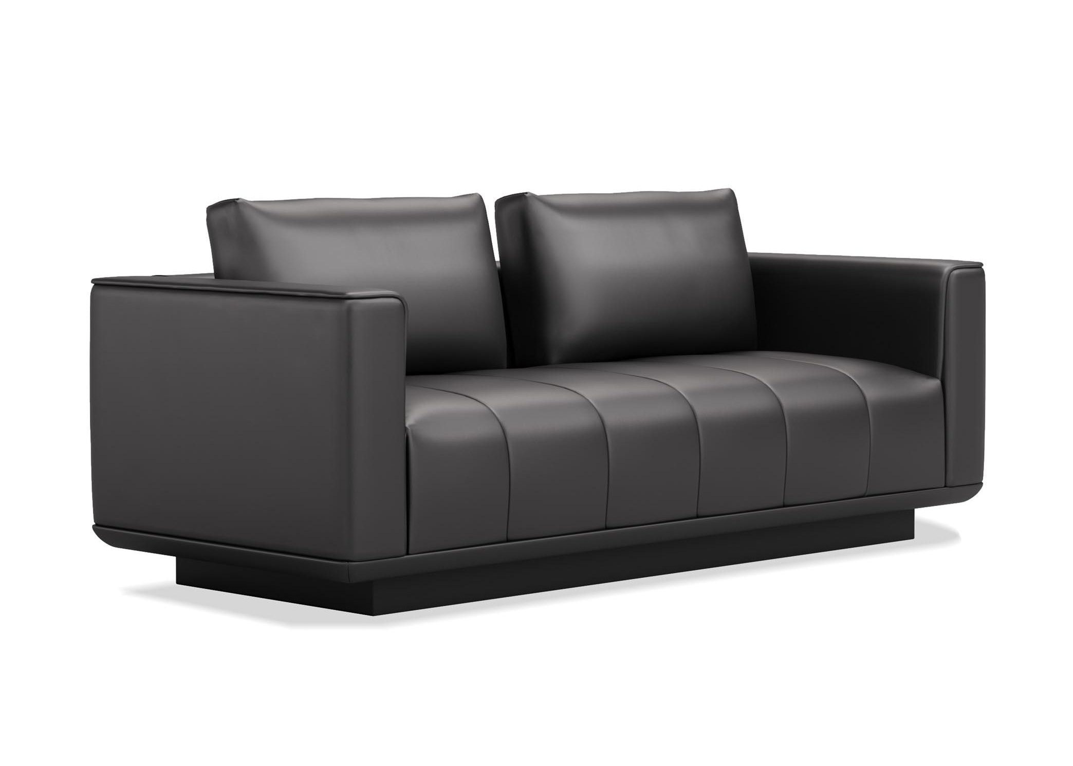 Star II Lounge Sofa Modular with Light Leather, Dark North American Walnut, and Double C-shaped Legs