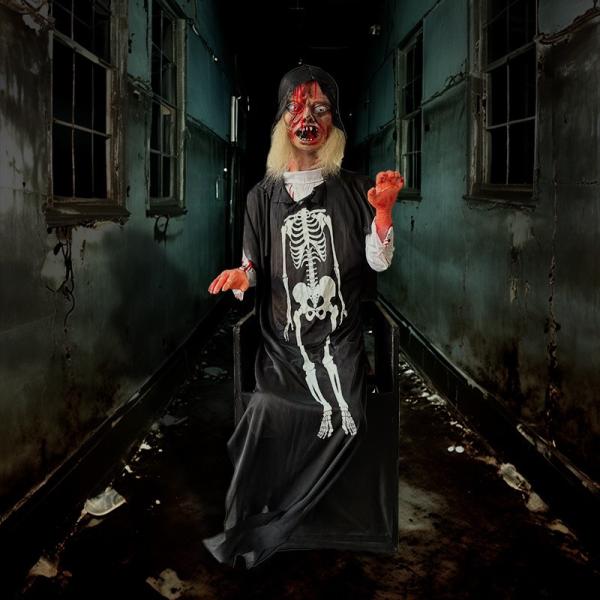 Custom Halloween Zombie Props Animatronic Electric Chair With Infrared Sensor
