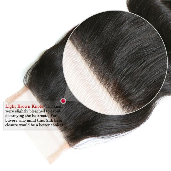 7A Brazilian Body Wave Closure 1B 4x4 Swiss Lace Closure Bleached Knots
