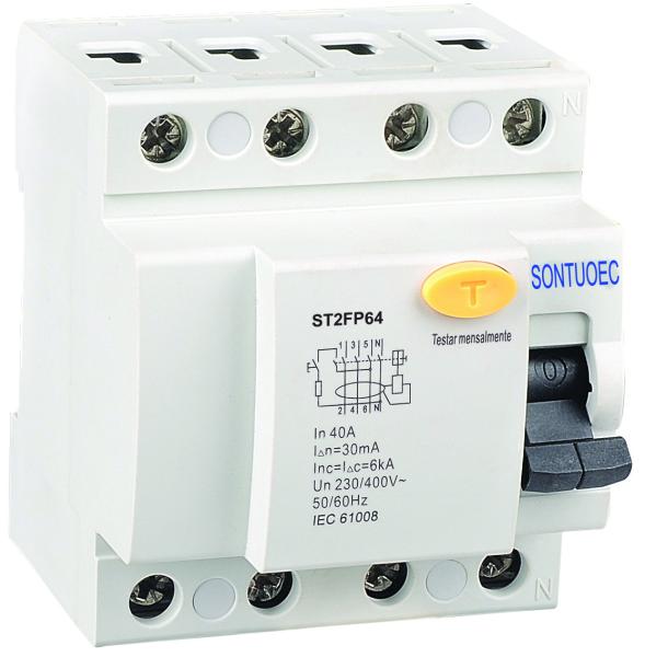 Dispositivo protetor atual residual 6KA RCCB da C.A. 4 Polo