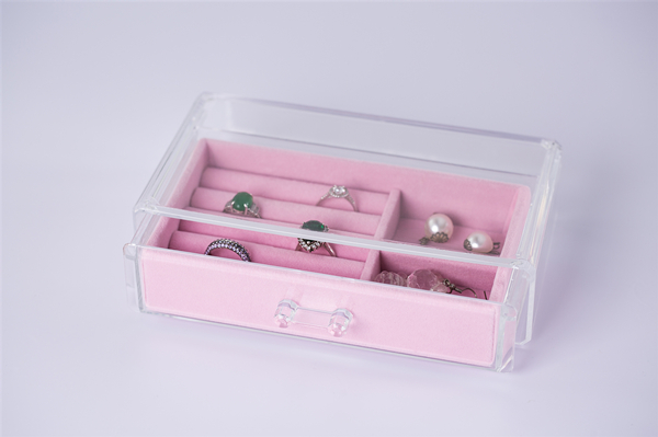 Организатор ювелирных изделий столешницы розового ящика бархата акриловый