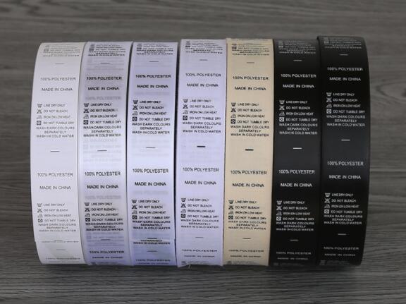 Washable Clothing Care Label Customized Cotton Satin Nylon Taffeta Material