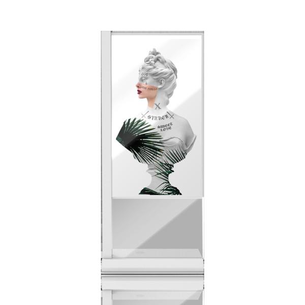 55 Inch OLED Transparent Screen See Through Oled Display Floor Standing L Model