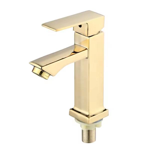Single Range Basin Faucets Deck Mounted Color Bathroom Sink Tap Modern Titanium Brass