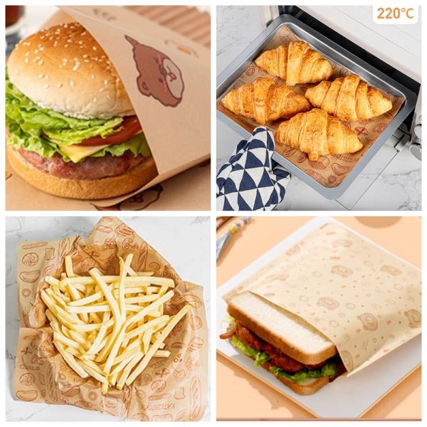 30gsm 35gsm Brown Grease Resistant Sandwich Paper For Food Wrapping 18x18" 30gsm 35gsm Brown Grease Resistant Sandwich Paper For Food Wrapping 18x18