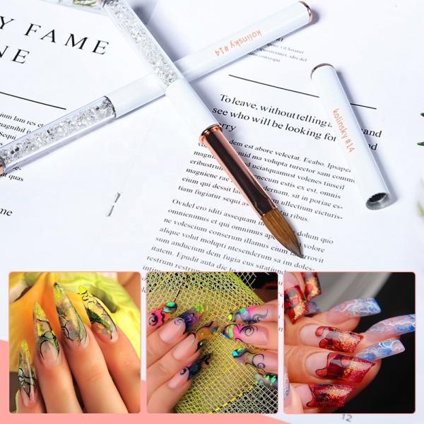 Crystal Rhinestone Acrylic Nail Brush Plastic Tube Size 6 Nail Art Brush