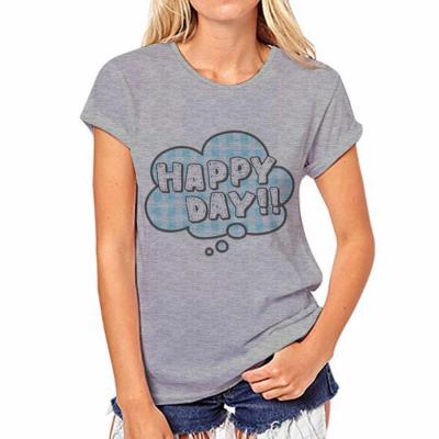 Plain Blank Short Sleeve Round Neck T Shirt Machine Wash for Women