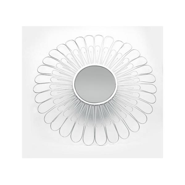 Floral Wall Art Mirror Silver Layered Metal Frame Mirrored Wall Decor