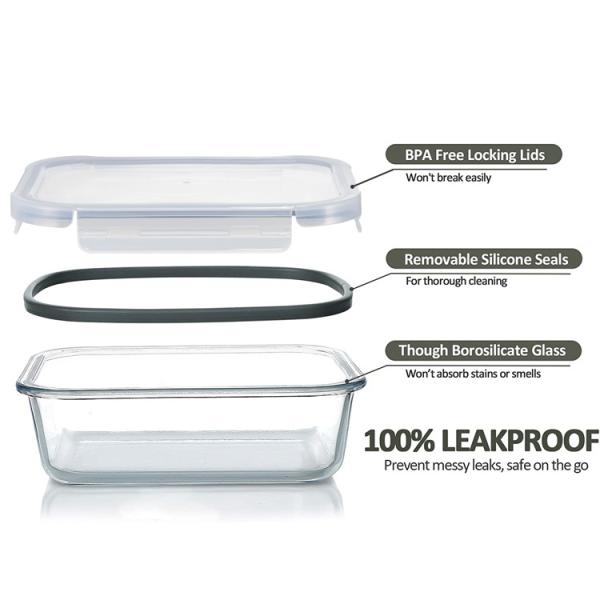 Cubierta de seguridad para horno, lavavajillas, congelador, contenedor de alimentos de vidrio con 4 cerraduras y tapa de PP para almacenamiento hermético de alimentos