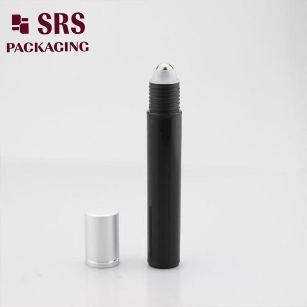 SRS manufacturer empty black plastic 15ml roll on bottle for perfume