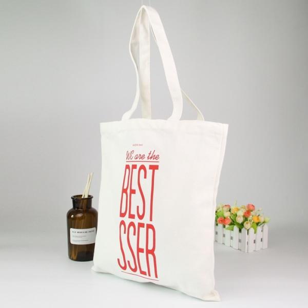 Promotional Blank White 100% Cotton Printed Reusable Shopping Bags With Handles