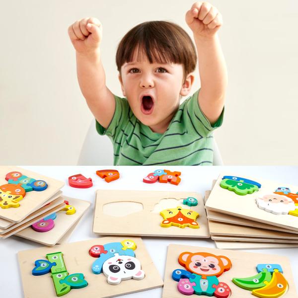 Wooden 3D Wholesale Customized Animal Food Chain Early Education Puzzle