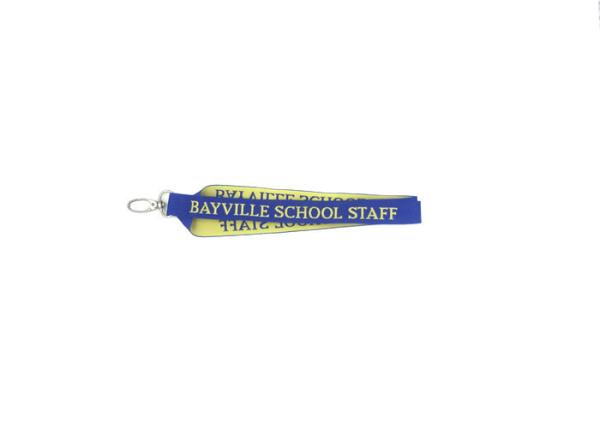 Personalized Flat Blue Woven Neck Lanyards Polyester Material With Metal Oval Hook