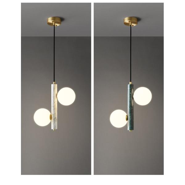 Nordic Creative Natural Marble Chandelier Bedroom Restaurant Bar Luxury Brass Lamp