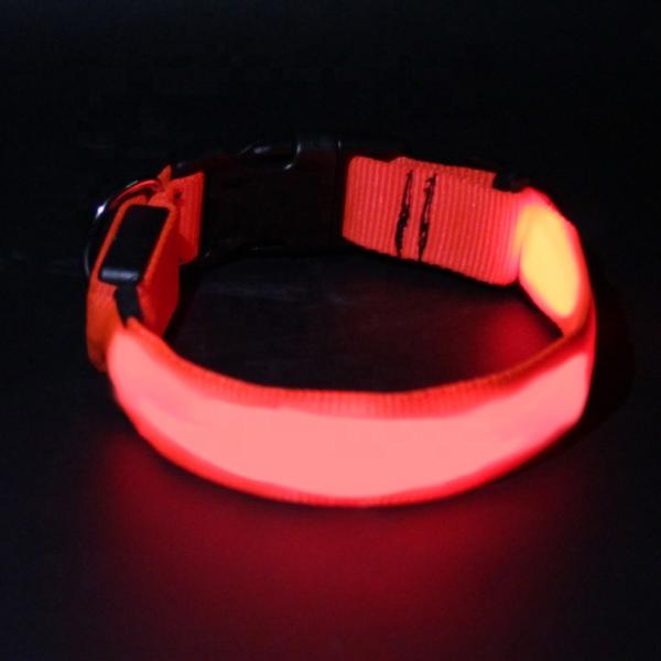 C906 Wholesale Custom Waterproof Adjustable Reflective Nylon Led Usb Rechargeable Dog Collars