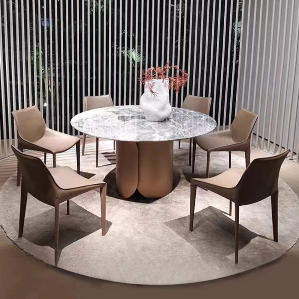 Parallel Bar Leather Metal Base Dining Chairs  Visually Striking