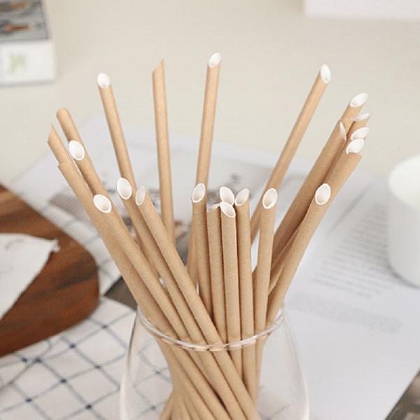Individual Paper Straw 6mm*197mm Customized Logo Printed White Paper Straws for Decorating