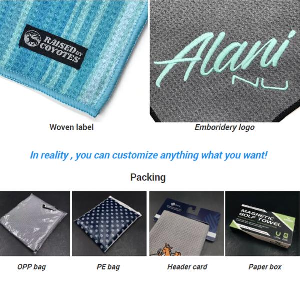 Напечатанный микроволокно вафли образец тур гольф-клуба чистка полотенце пользовательский логотип сублимации гольф- полотенце