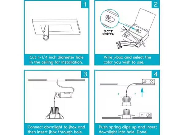 Ultra Thin 4 Inch LED Recessed Lighting Canless IC Rated LED Downlights Square