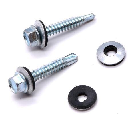 Zinc Plate Surface Hex Head Self Drilling Screw With Nylon Washer 4.8 Grade