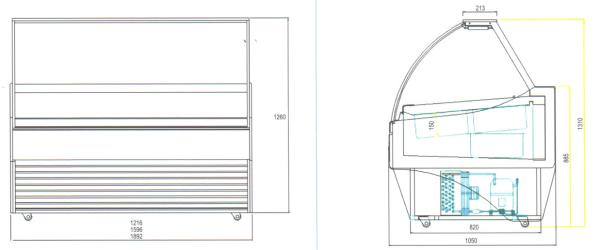 240V/50Hz Ice Cream Cake Display Freezer , Air Cooling Ice Cream Fridge with 1800mm Length