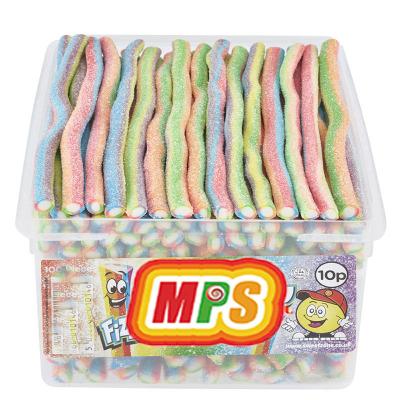Ribbon Line Sweet Sour Rainbow Straws Coated Long Gummy Candy