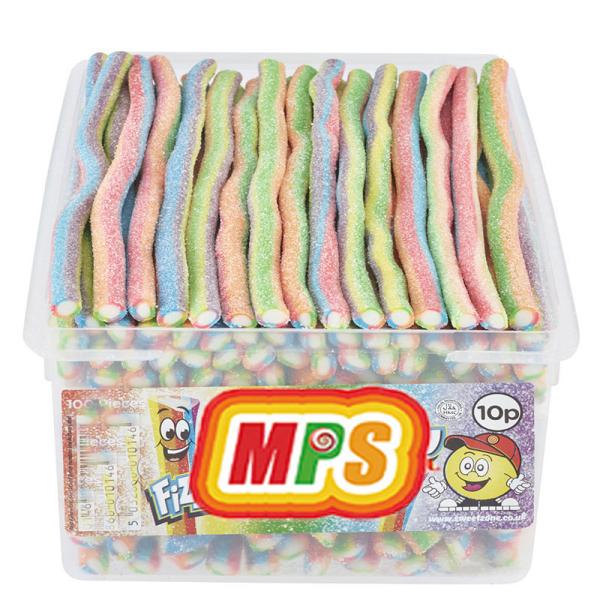 Ribbon Line Sweet Sour Rainbow Straws Coated Long Gummy Candy