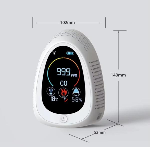 GZAIR Smart CO Detector with Remote Monitoring - Tuya APP Sync, 0-1000PPM CO Range