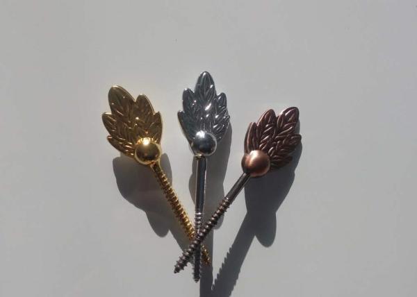 metal a decoração fúnebre do caixão da forma de folha 2.6*9cm da cor do ouro dos acessórios D005 do parafuso do caixão