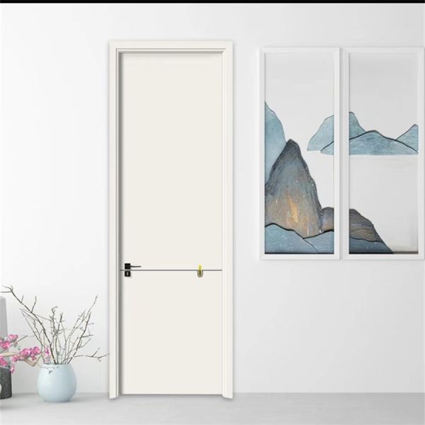 Sleek Modern Solid Wood Doors Set Paint Surface Technology For Bedroom Bathroom