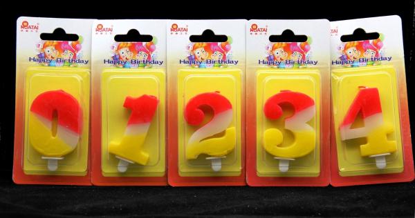 Contrast Color 100% Handmade Number Candle with Red and Yellow Coloring