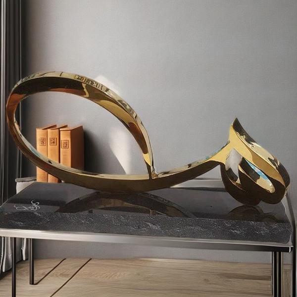 Modern Stainless Steel Arabic Calligraphy Sculpture Interior Art Decoration Metal Craft