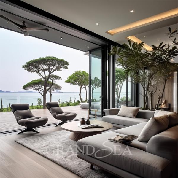 Grandsea Waterproof Hurricane Proof Aluminium Alloy Patio Glass Bi Folding Door American Bifolding Aluminum Folding Door