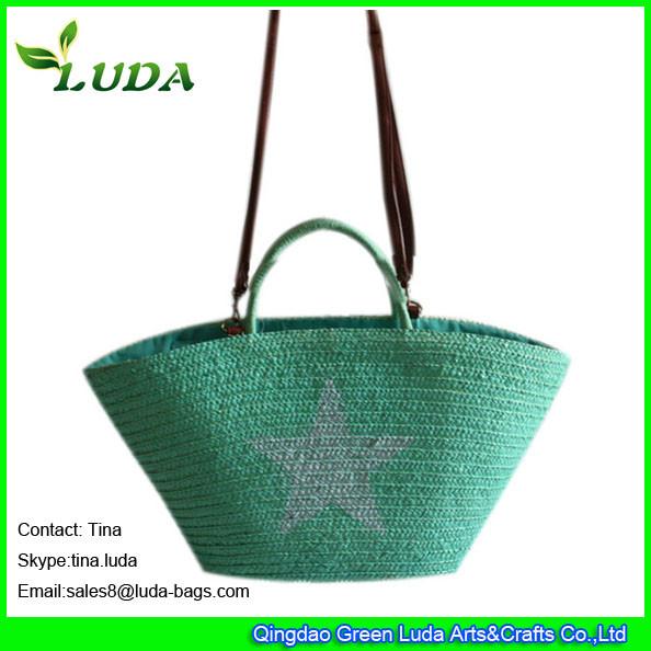 LUDA large straw beach totes wheat straw braided lady straw  wholesale handbags