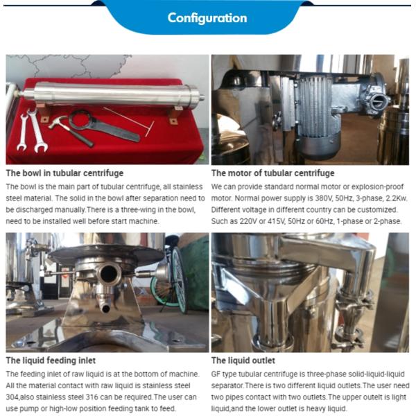 centrifugeuse de séparateur de bière de phase de sang petite tubulaire