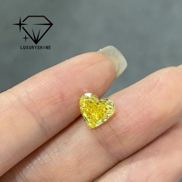 LuxuryShine VS1 Lab Grown Diamond Fancy Yellow Heart Shape 1CT 2CT 3CT 4CT 5CT Real Diamonds With IGI Certificate