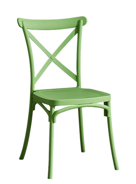 High Provincial Cross X Back Modern Chair Furniture Weathered Green Plastic