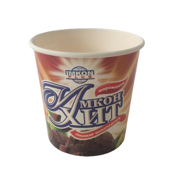 Takeaway Paper 8 Oz Disposable Ice Cream Cups PE Lined Single Wall Flexo Printing