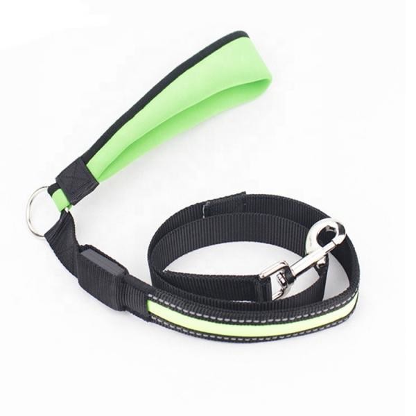Night Safety LED Dog Leash , Reflective Dog Leash High Strength Sweat Absorption