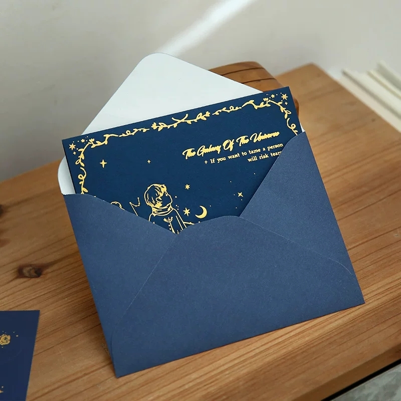 Luxury Hot Stamping Greeting Card Sets With Envelopes And Sealing Stickers