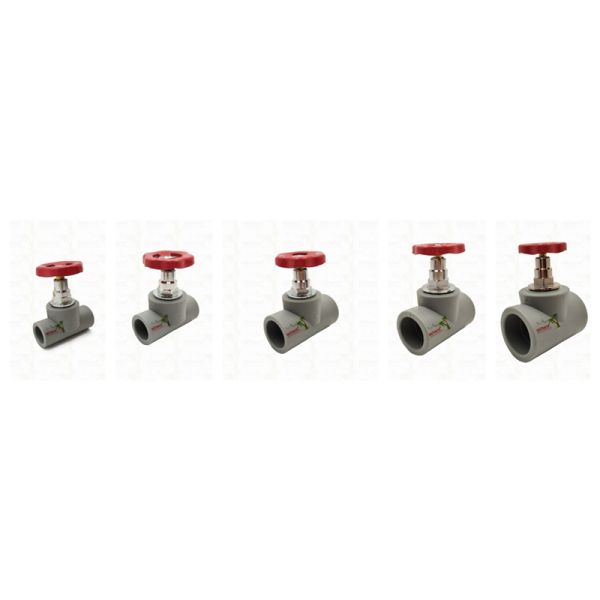 Grey  Chrome Plated PPR Stop Valve With Brass Cartridge Global Vlave 20-110mm