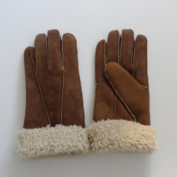 Classical hot sale machine sewing winter slink women sheepskin gloves