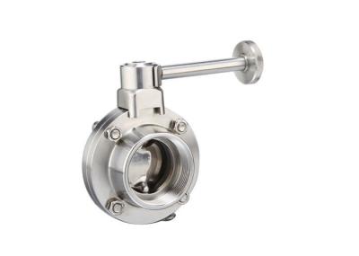 SS304 / 316L Male Threaded Butterfly Valve SMS Sanitary Plastic Multi - Position Handle