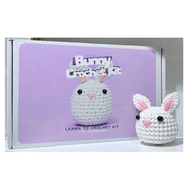 Kit de crochê de coelhos bonitos Artesanato DIY Kit de ferramentas de tricô para iniciantes