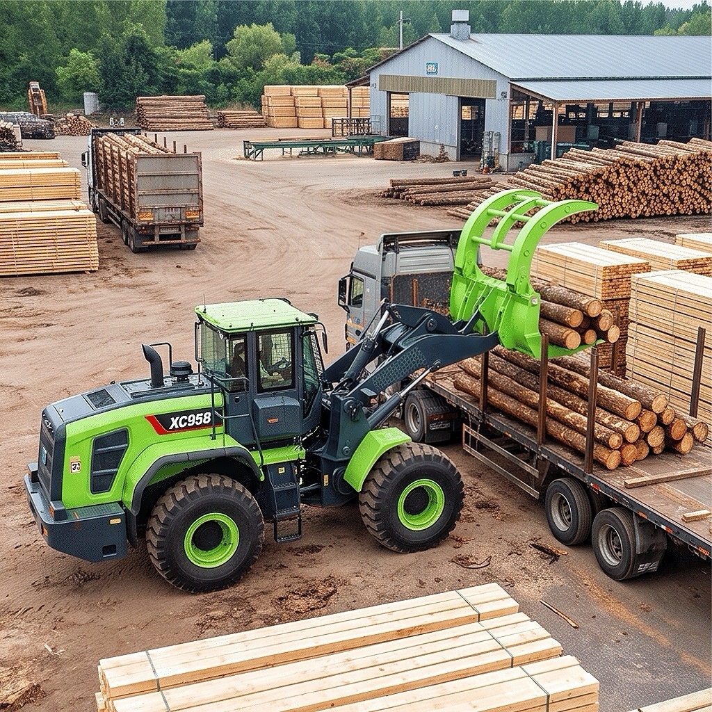 5.5 ton Full Electric Loader XC958-EV Battery Powered Front End Loader Low Noise with Log Grapple for Timber Forestry Handling Construction Mining