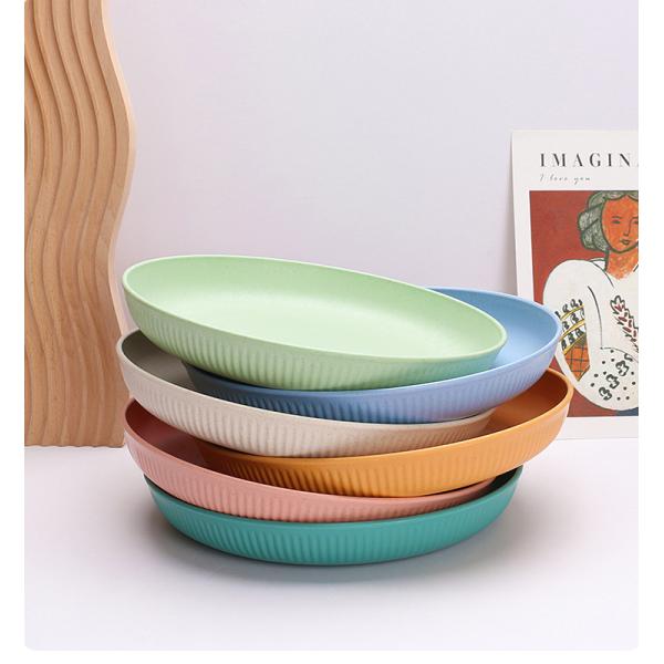 9 Inch Round Plastic Dinner Plate Lightweight Wheat Plates for Reusable Diningware