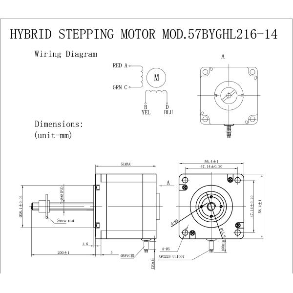 Мотор Nema 23 линейный Stepper 10 см 57BYGH шарика Kg провода 3.3V винта 4