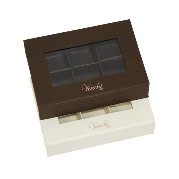 6 Grids Book Shape Window Chocolate Boxes , Window Chocolate Boxes Magnetic Flap