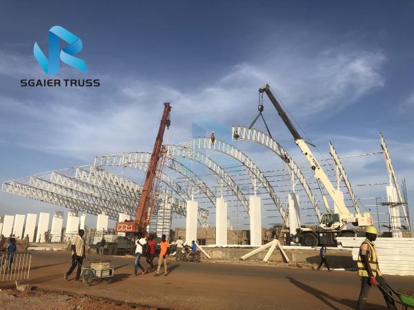 Gymnasium / Hall Prefabricated Steel Structure High Tensile Strength Membrane Roof