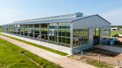 Quick Installation Prefab Steel Structure Cattle House with 30 Years Warranty and Bolt Connection
